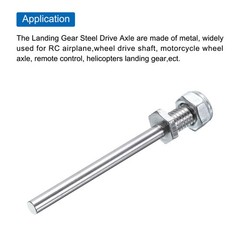 3Pcs Landing Gear Steel Axle 0.2 Inch 3 Inch M8 Shaft with Nuts for RC