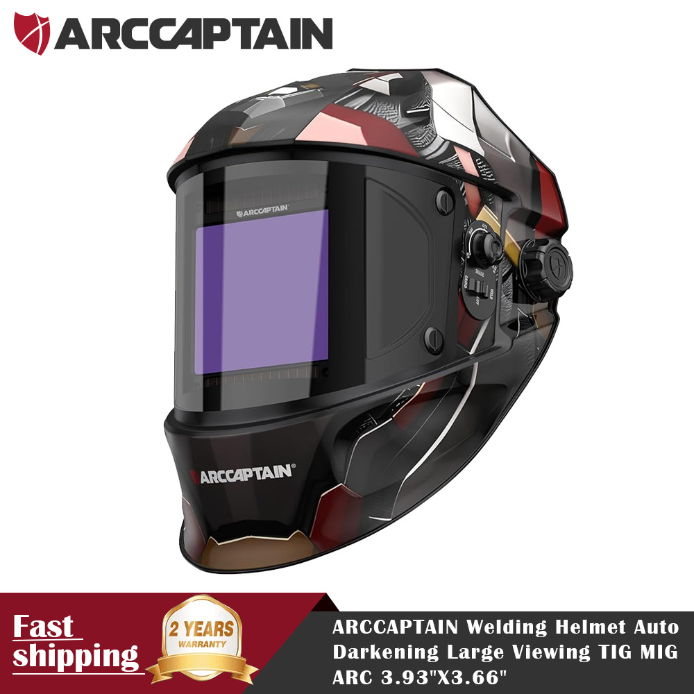 ARCCAPTAIN Welding Helmet Auto Darkening Large Viewing TIG MIG ARC 3.93″X3.66″