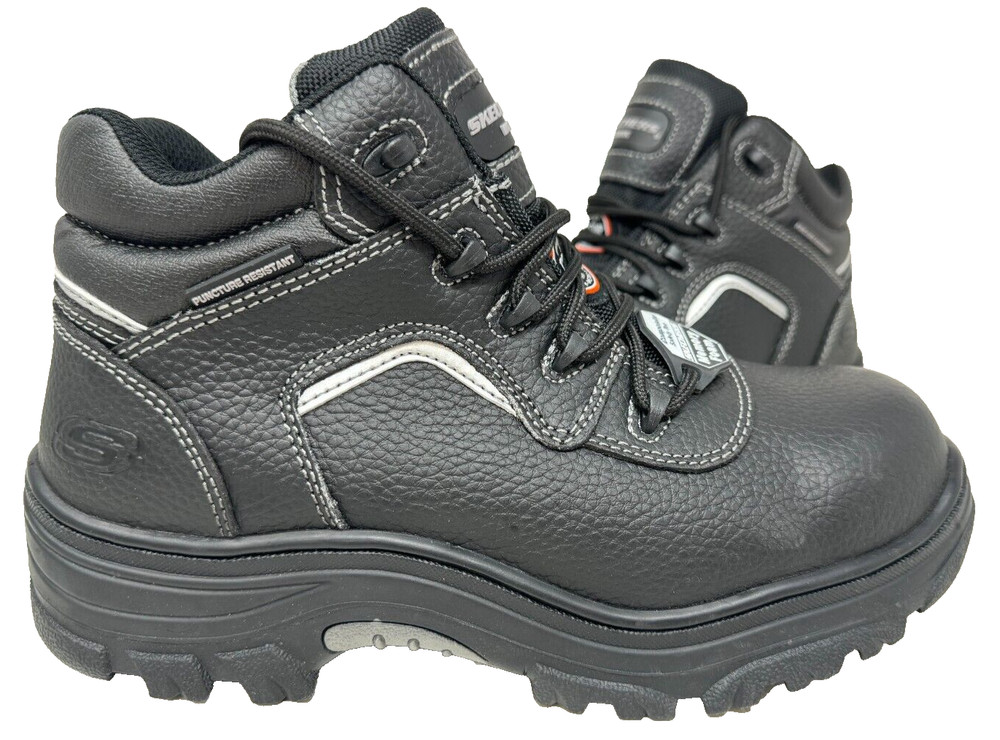 Skechers Men’s RF Burgin Lace Up Mid Safety Toe Work Boots Black Size:7.5 185B