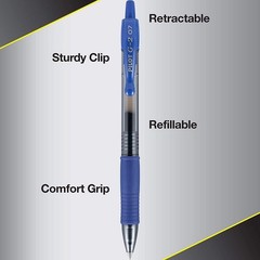 15 TOTAL Pilot G2 Gel Pens Blue Ink Fine 0.7mm 3 Packs of 5 Pens, Sealed, NEW
