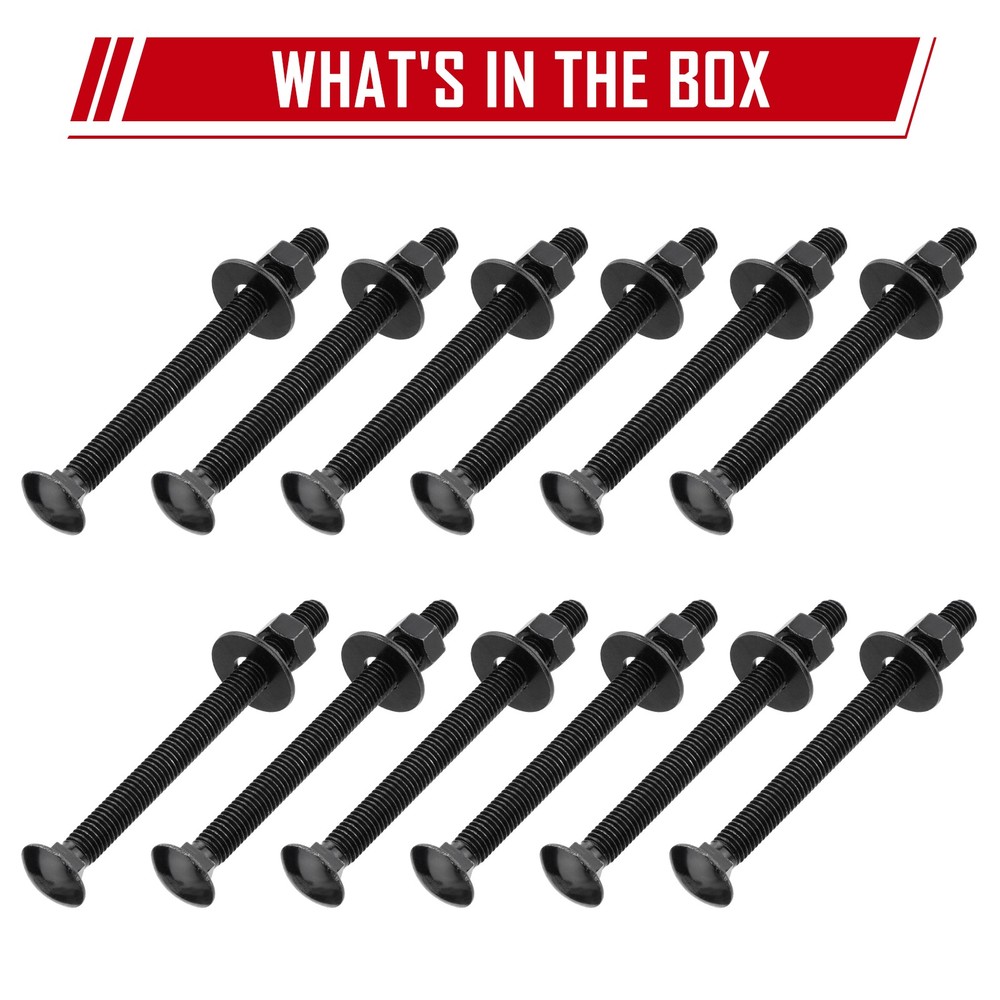 SPARKWHIZ 1/2 ” x 8 ” Carriage Bolt Kit Includes 12 Bolts 12 Washers & 12 Nuts