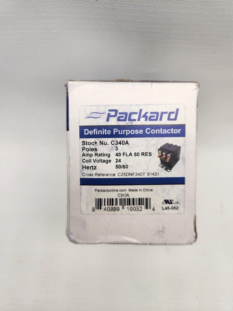 Packard C340A Contactor 3 Pole 40 Amps 24 Coil Voltage