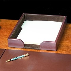 Dacasso Dark Brown Bonded Leather Luxury Letter Tray Holder – Paper Organizer