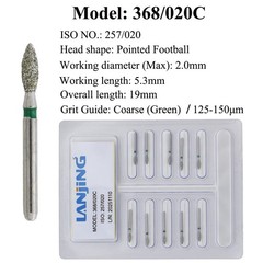 Dental Football Diamond Bur 368/023C 023F 020C 020F Fine Coarse FG Burs Burr Red