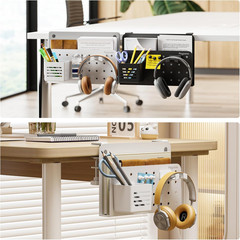Desk Side Storage Organizer Clamp On Desk, No Drill Under Desk Laptop Holder