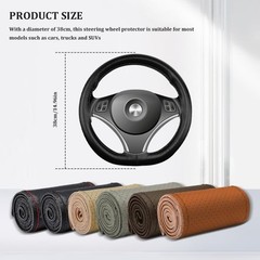 Steering Wheel Cover Lace Up, Stitch On Wrap, Breathabl Color: Full hole-Black