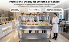 Commercial Food Warmer, 1800W Professiona Electric Steam Table 5 Trays + 2 Pots