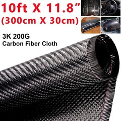 10FT x 11.8″ Carbon Fiber Fabric Roll Pure Fabric Carbon Fiber Sheet 2 x 2 Twill