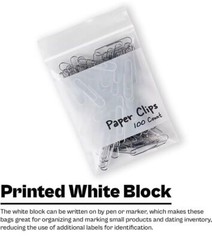 Writable WHITE BLOCK HEAVY DUTY 4Mil Clear Zip Seal Bags Reclosable Top Plastic