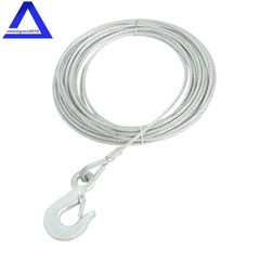 3/16″ × 50Ft Winch cable Galvanized Steel, 7 × 19 Strands + 1/4″ G70 Slip Hook