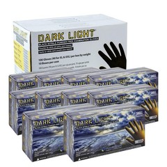 Dark Light 9 mil Nitrile Powder Free Exam Gloves (Black), Large – Box of 100 …