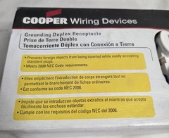Cooper Wiring Devices Grounding Duplex Receptacle 15A-125V White Lot Of 20 NIB