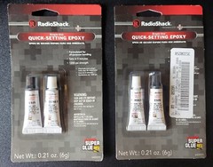 2X RadioShack 5-min Metal Glass Wood Epoxy All Purpose Bonding Super Glue .21 oz
