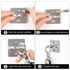 4 Pcs Wall Screw Mount Crowd Control stanchions Safety barriers Silver Hanging C