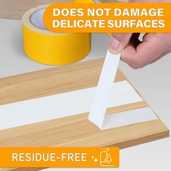 Double Sided Woodworking Tape, 1 & 2 Inch x 33 FT, 2 Rolls Residue-Free, Remo…