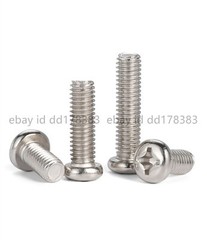 M1.4 M2 M2.5 M3 M3.5 M4 Nickeled Steel Phillips Cross Pan Head Machine Screws