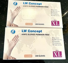 LW Concept Disposable Clear Vinyl Gloves XL 100/box Powder Free Lot of 4