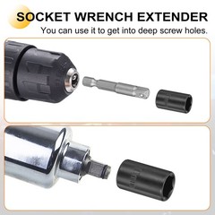 1/4″ Drive 9mm Deep 6-Point Impact Socket 2″ + 1/4″ Hex Shank Adapter 2″