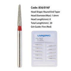 Dental Diamond Burs Round End Taper 856/016F FG 1.6mm High Speed Friction Grip