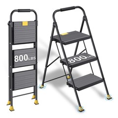 DIAMONDFORGE 3 Step Ladder Foldable Folding Stool – for Home 3 Step, Yellow