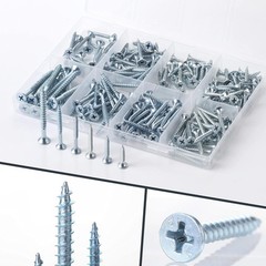 Wood Screws Assortment Kit, 152 pcs, Silver, Phillips Tips, 6 Assorted Sizes