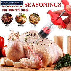 Meat Injector Syringe, 1-oz Plastic Marinade Turkey 1OZ Large, Red