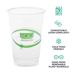 GreenStripe Clear Compostable 10oz PLA Plastic Cups, Case of 1000, Disposable…