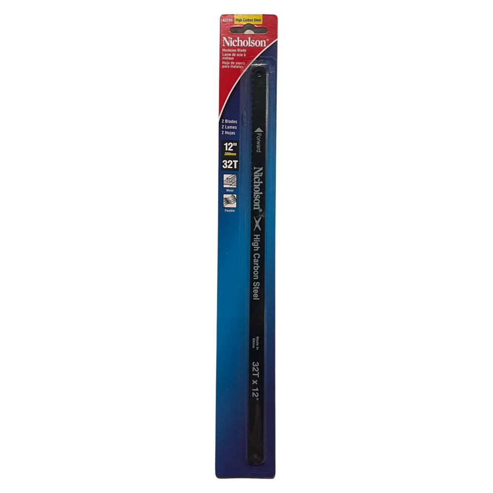 Nicholson 12″ x 32T Hacksaw Blades High Carbon Steel Shatterproof Blade 10 Pack