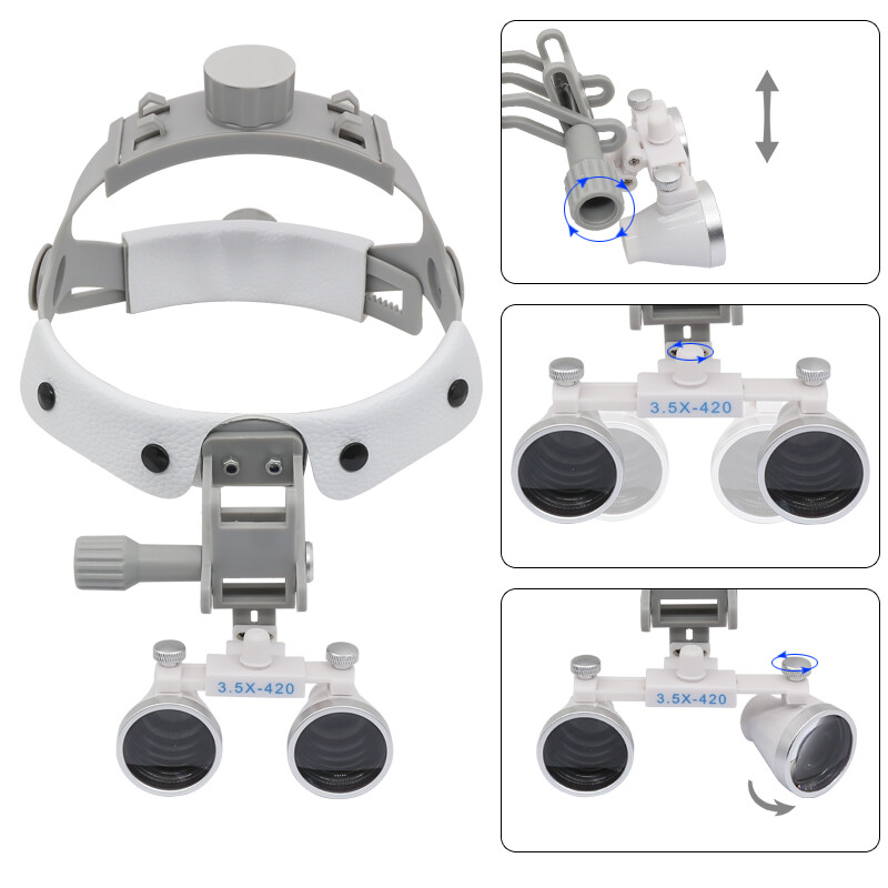 Dental Binocular Loupes 3.5X Optical Glass Ultra-light Helmet Magnifier White