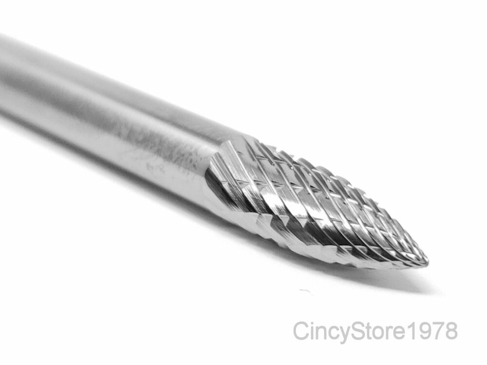 SG1D Tree Shape Tungsten Carbide Burr Bur Cutting Tool Die Grinder Bit 1/4″