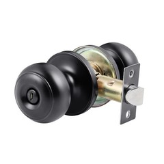 Uimoso Matte Black Interior Door Knobs for Bedroom and Bathroom, 6-Pack, Keyless