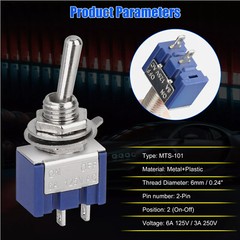10PCS MTS-101 2 Position Mini Toggle Switch 2 Pin SPST ON-OFF 6A 125V AC