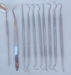 10 PC Dental Pick & Mirror Tools Sculpture Instrument Double End Oral Kit German