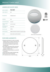 White Round Ceiling Box Cover 5.15″, Non-Metallic PPO, Screw Mount, ETL Listed