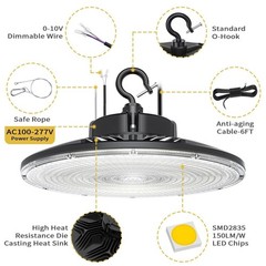 200W AC 100-277V LED High Bay Light Fixture Warehouse Garage Factory Shop Lights