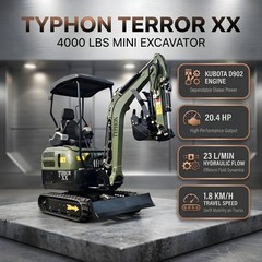 TYPHON TERROR XX 4000lbs Kubota D902 Mini Excavator Hydraulic Thumb Boom Swing
