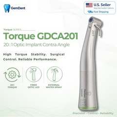GemDent 20:1 Reduction Contra Angle Implant Surgical Fiber Optic LED Push Button