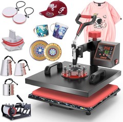 Heat Press Machine 8 in 1 Combo Heat Press 15 x 15 Inch Heat Transfer Machine