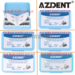50 Set AZDENT Dental Orthodontic Buccal Tube 1st 2nd Molar Tube Roth MBT 022/018