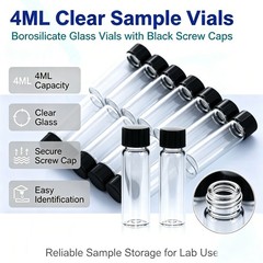 100 Pcs 4ml Glass Vials with Screw Caps Clear Liquid Vial Sample Vials Lab Vials