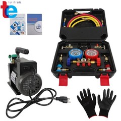 1/3HP 4CFM Air Vacuum Pump MANIFOLD GAUGE Set HVAC AC Refrigerant Kit 3000PSI
