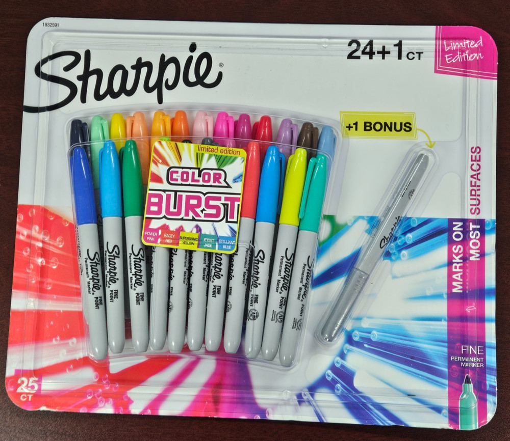 Original Sharpie Permanent Fine Point Marker 24 Assorted Colors Water Resistant