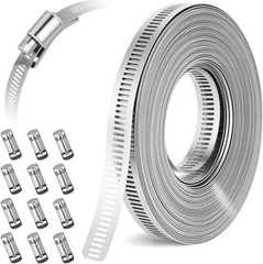Professional 32.81Ft Adjustable Hose Clamp Band with 12 Fasteners – Rust-Proof