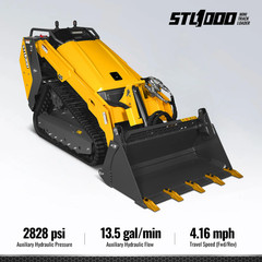 MechMaxx Mini Skid Steer Stand On Compact Track Loader 4 in 1 bucket STL1000