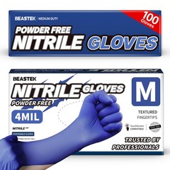 Beastek Nitrile Exam Gloves, 4.0 Mil 100 Pcs Medium, Medium (Blue Violet)