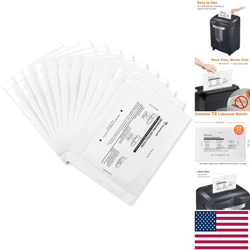 8.4 x 5.9 Inch Paper Shredder Lubricant Sheets – 12 Count for Smooth Shredding