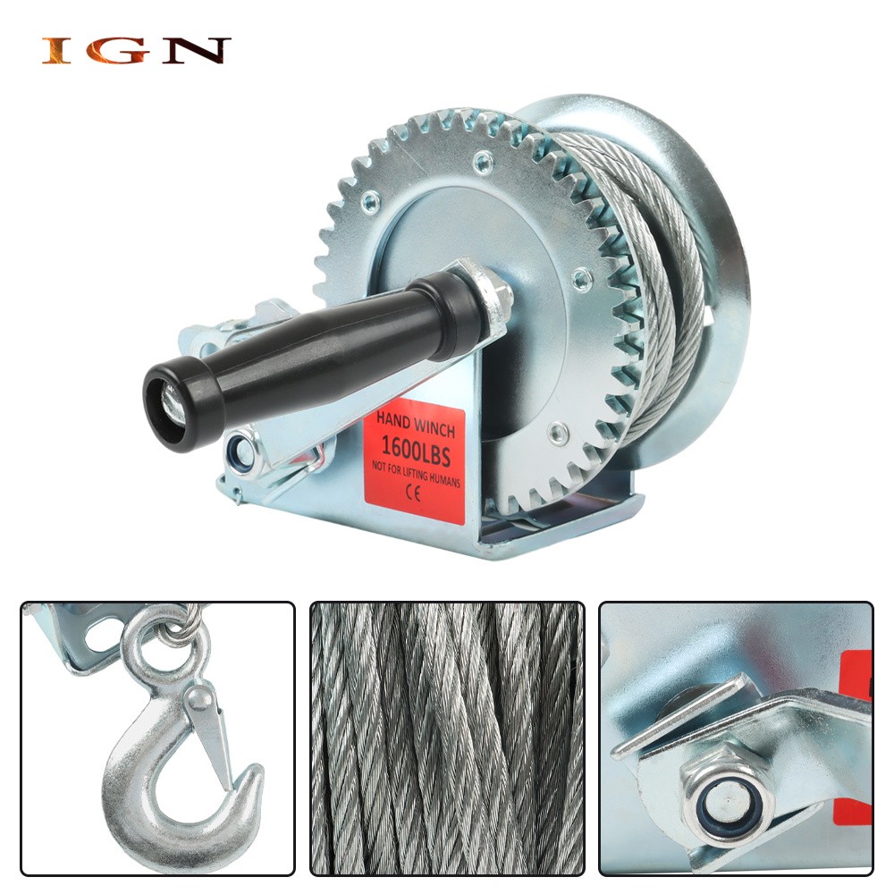 1600-lbs Hand Winch Boat Winch Hand Crank Winch 1600lbs With Cable Manual Winche