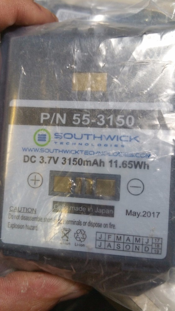 LOT OF 2 Southwick Technologies P/N 55-3150 DC 3.7V 3150mAh, 11.65Wh