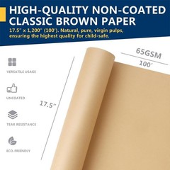 17.5″ x 1200” Brown Kraft Paper 70gsm Basis Thick Roll Packaging Shipping NEW**
