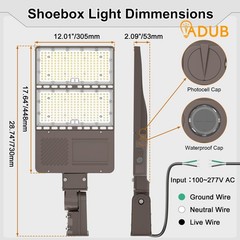 320Watts LED Parking Lot Light Dusk to Dawn Outdoor Shoebox Street Pole Fixtures
